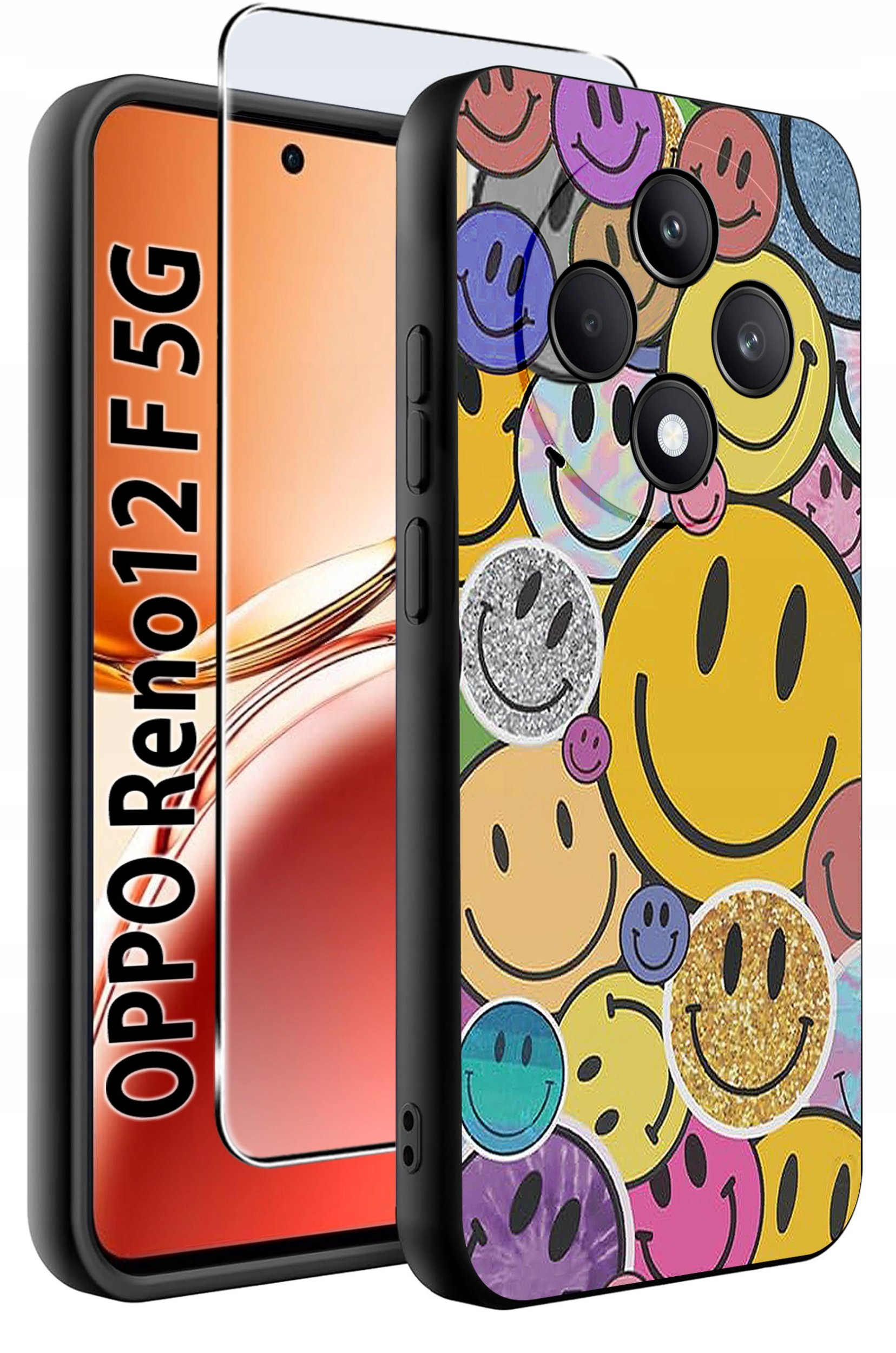 Etui do Oppo Reno 12 F 5G | 12 FS 5G WZORY |SILIKONOWE MATT CASE + SZKŁO 9H