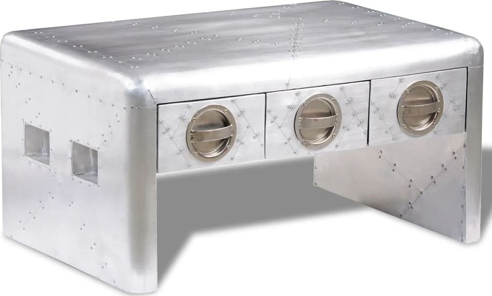 vidaXL Stolik kawowy Aviator w lotniczym stylu vintage, z 3 szufladami