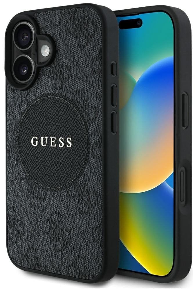 Etui Guess 4G Circle Classic Logo MagSafe do iPhone 16 czarny