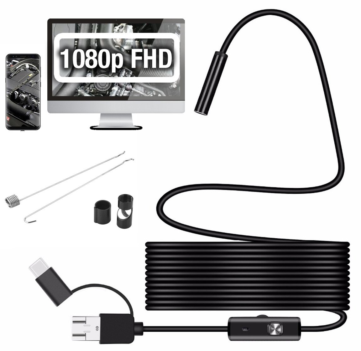 ENDOSKOP Kamera INSPEKCYJNA FHD 1080 ANDROID USB-C