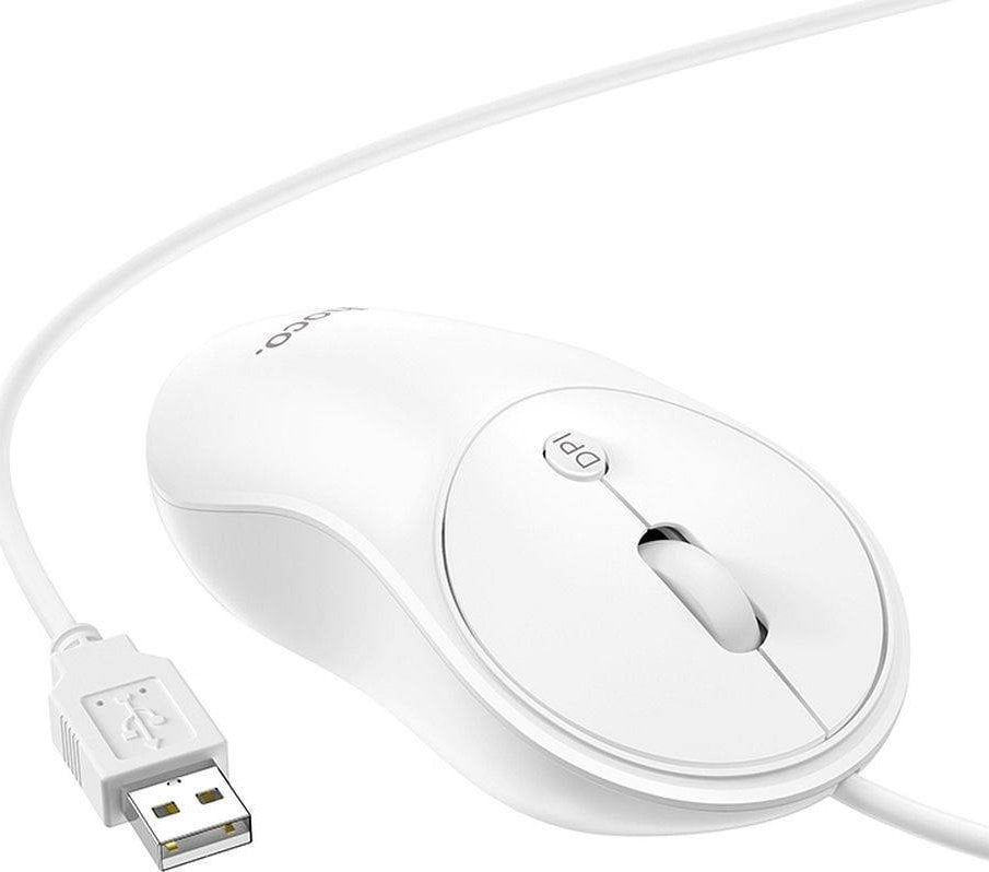 Mysz Hoco HOCO mysz komputerowa przewodowa USB A GM13 1,5 m biała