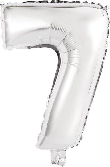 AMSCAN Balon foliowy mini cyfra 7 srebrna 30x40cm