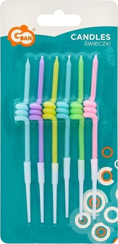 Świeczki spirale makaronikowe 12x0.25cm 6szt EDUKAMP