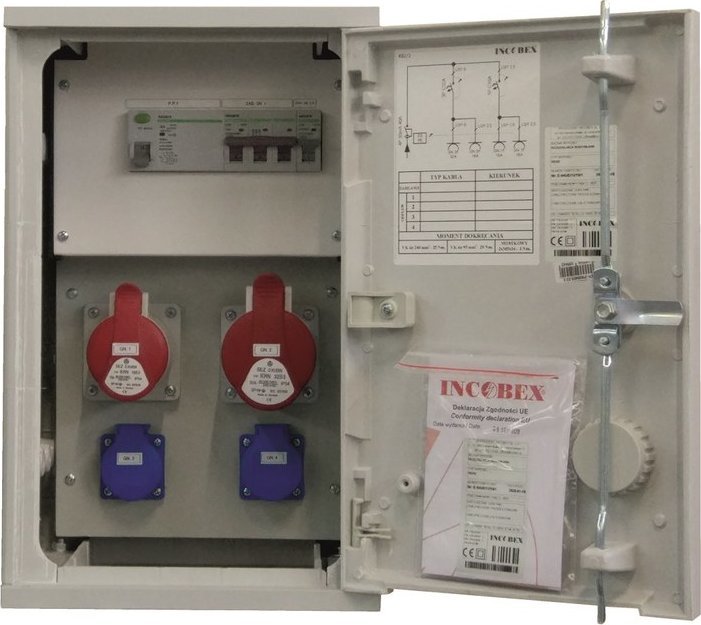 Incobex Rozdzielnica budowlana na słup RB2/2/KS (2X2P+Z, 1X16A/5P, 1X32A/5P)