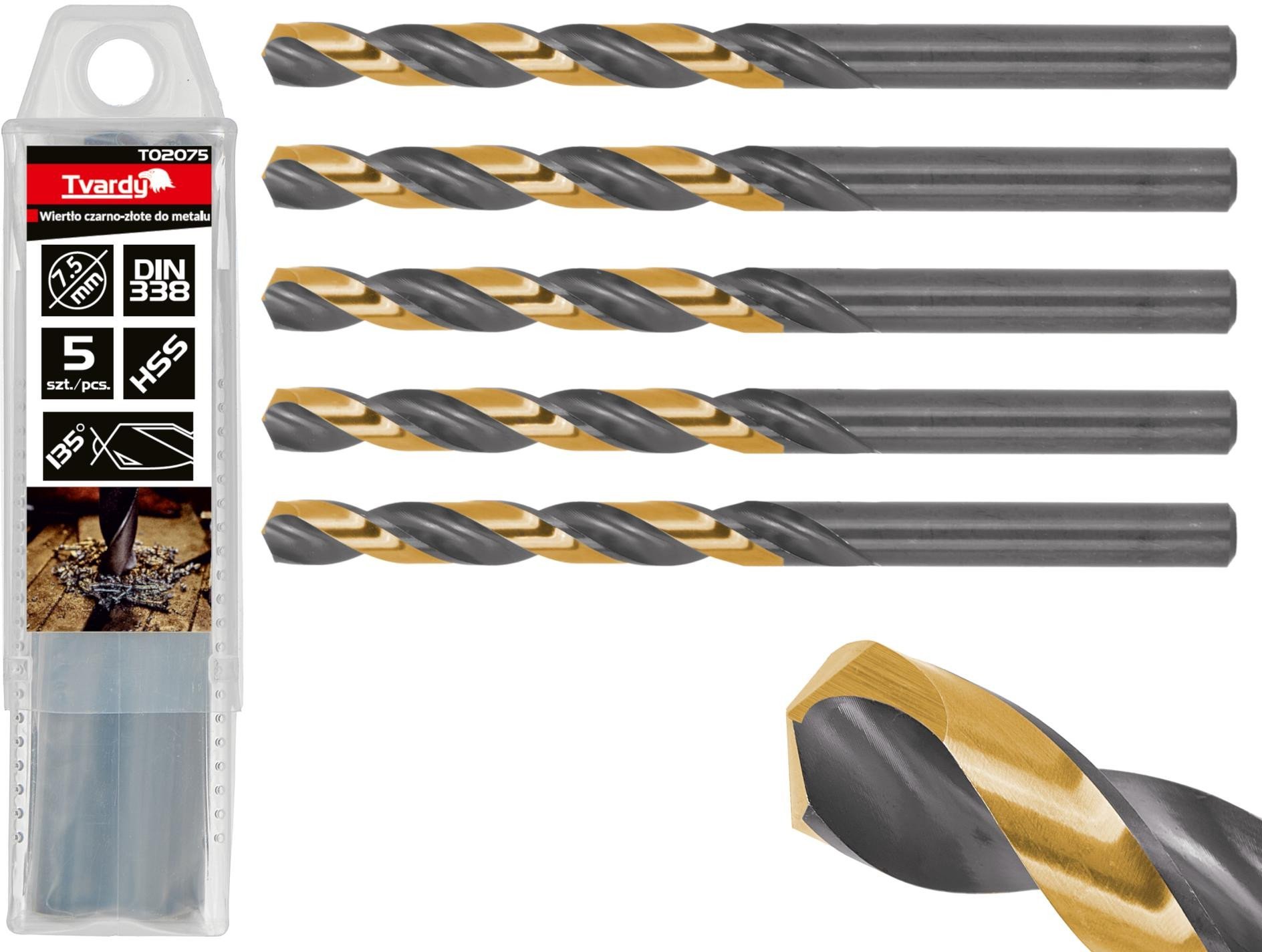 Wiertło czarno-złote do metalu HSS 7.50mm (5/50/500)