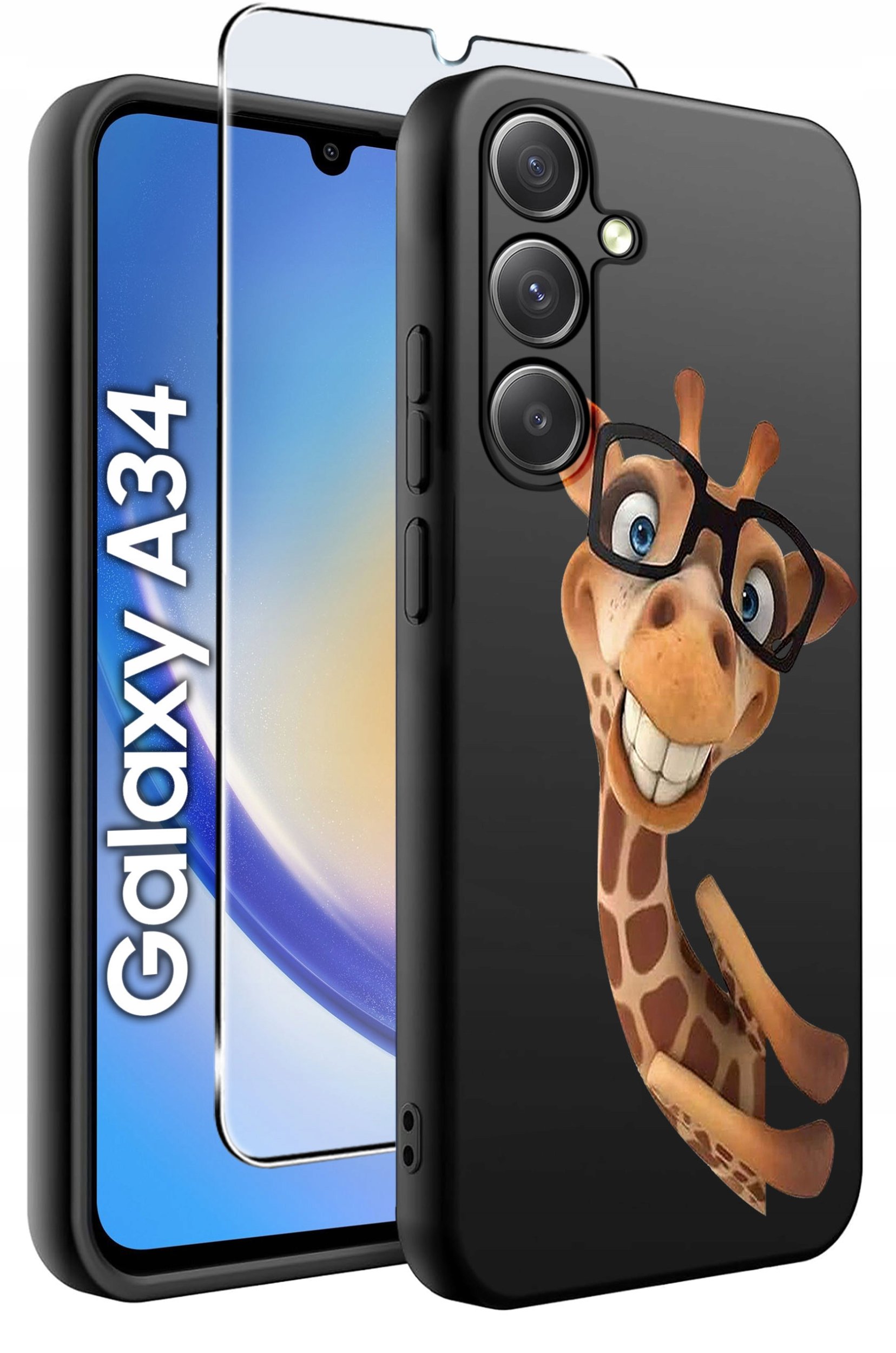 ETUI do Samsung A34 5G WZORY | SILIKONOWE MATT CASE + SZKŁO 9H