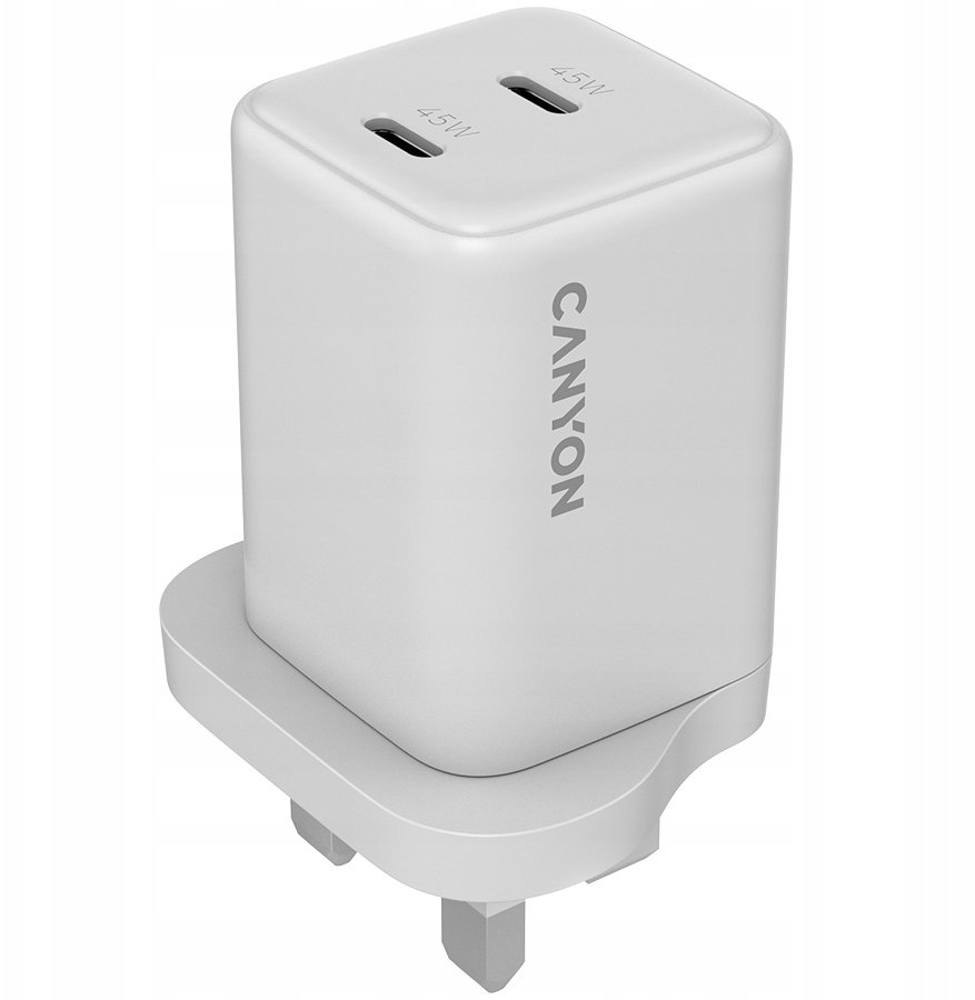 CANYON Ładowarka sieciowa CU65ACC GaN 65W 2xPD 1xQC UK Biała
