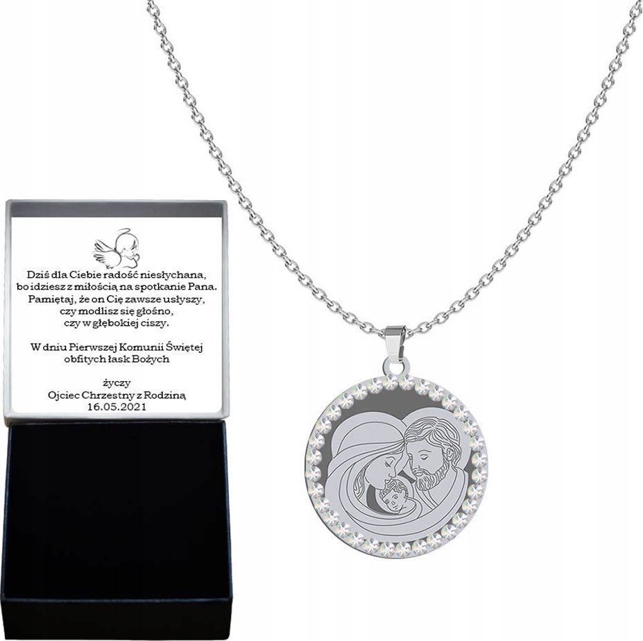 Radziszewska Jewellery Naszyjnik Srebrny Święta Rodzina Medalik Biżuteria Prezent GRAWER GRATIS