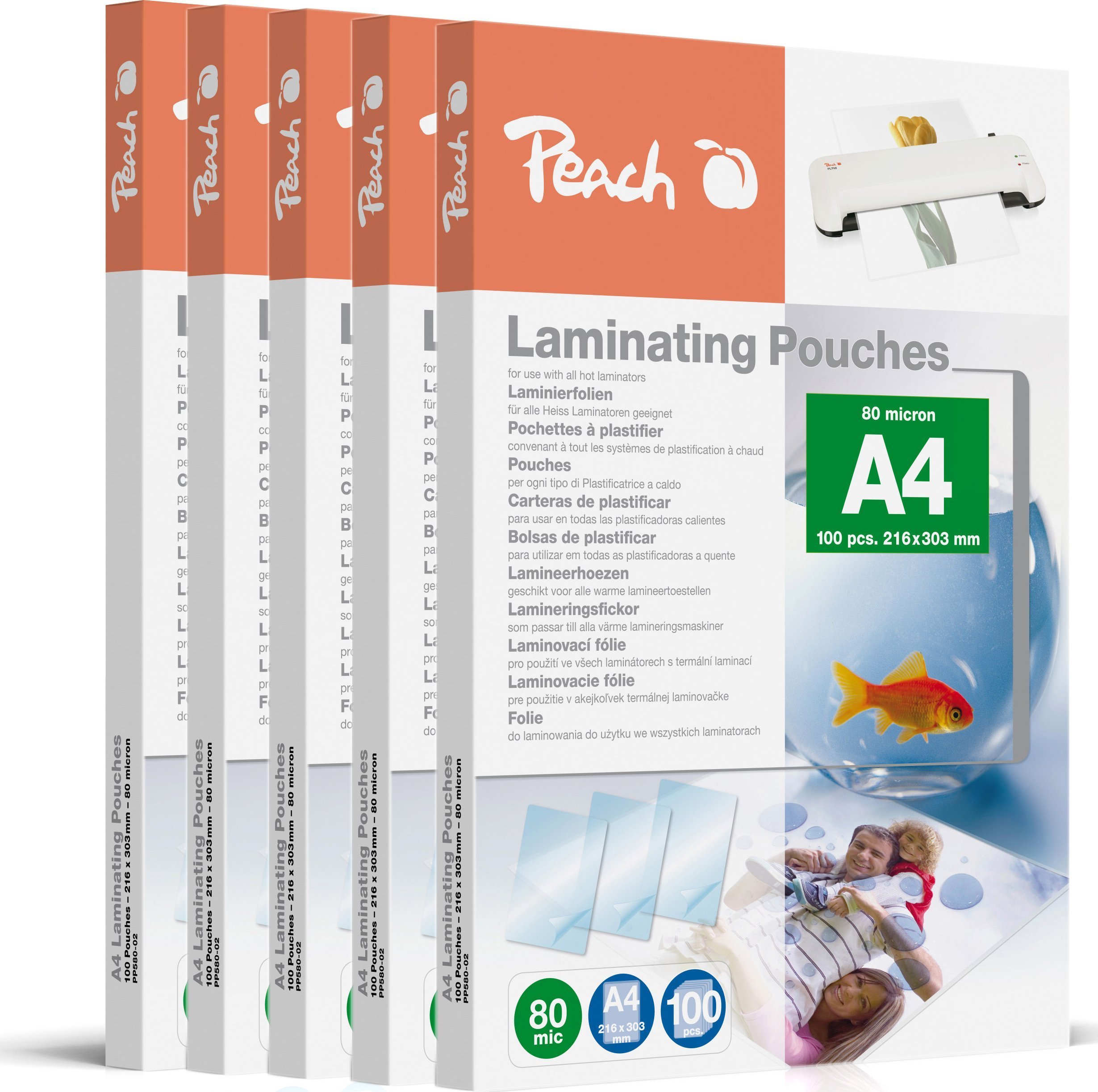 Peach Peach Laminierfolien A4 216x303mm 80mic 5x100 Folien