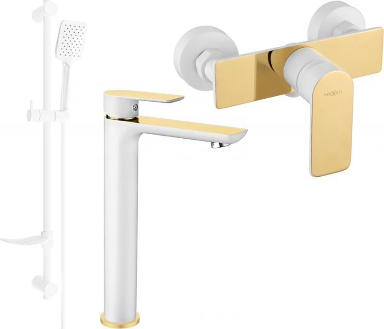 Bateria prysznicowa Mexen Mexen Alfa DF62 zestaw prysznicowy, biały/złoty - 745714DF62-25