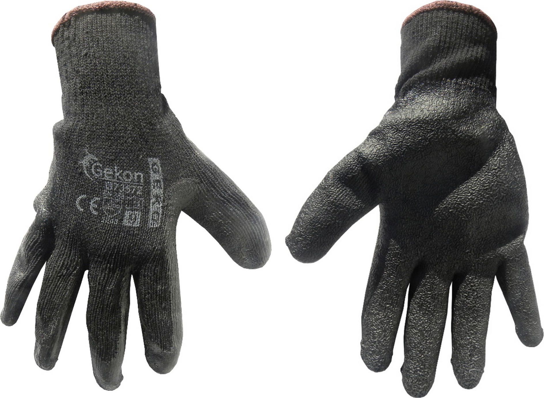 Geko Rękawice ochronne GEKON r.9/latex,czarne grube/(12/240)
