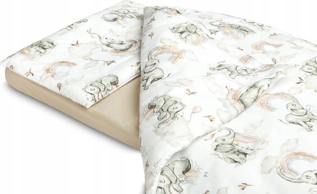 Sensillo KOMPLET POŚCIELI 2 EL.+ PRZEŚCIERADŁO SŁOŃ W CHMURACH 100X135 CM