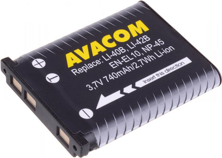 Akumulator Avacom Olympus Li-40B, Li-42B, Fujifilm NP-45, Nikon EN-EL10, Li-ion 3.7V, 740mAh, 2.7Wh (DIOL-LI40-AVA)
