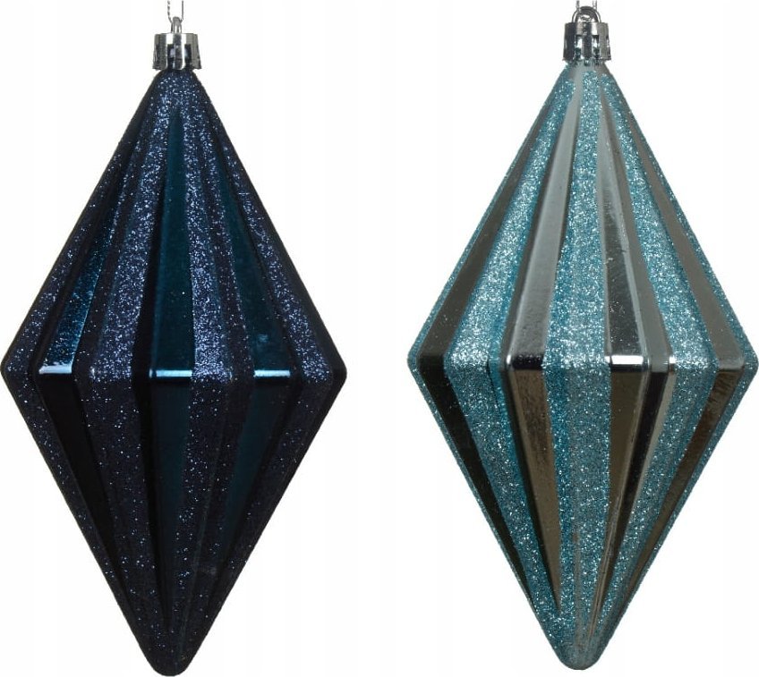 Kaemingk Bombka choinkowa romb niebieska plastikowa 1szt 7,8x14,3cm