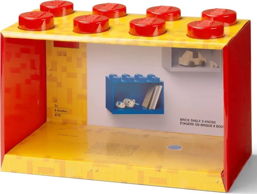LEGO - Półka w kształcie klocka z ośmioma wypustkami - Czerwona
