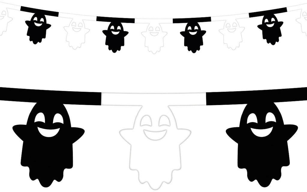 Girlanda papierowa Duszki biało-czarna