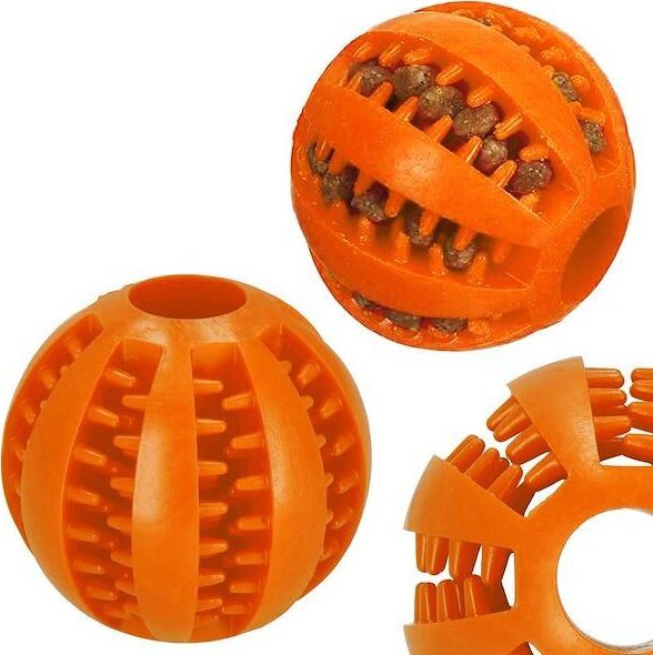 Springos Gryzak dla psa, gumowa piłka na przysmaki i do czyszczenia zębów, pomarańczowa UNIWERSALNY