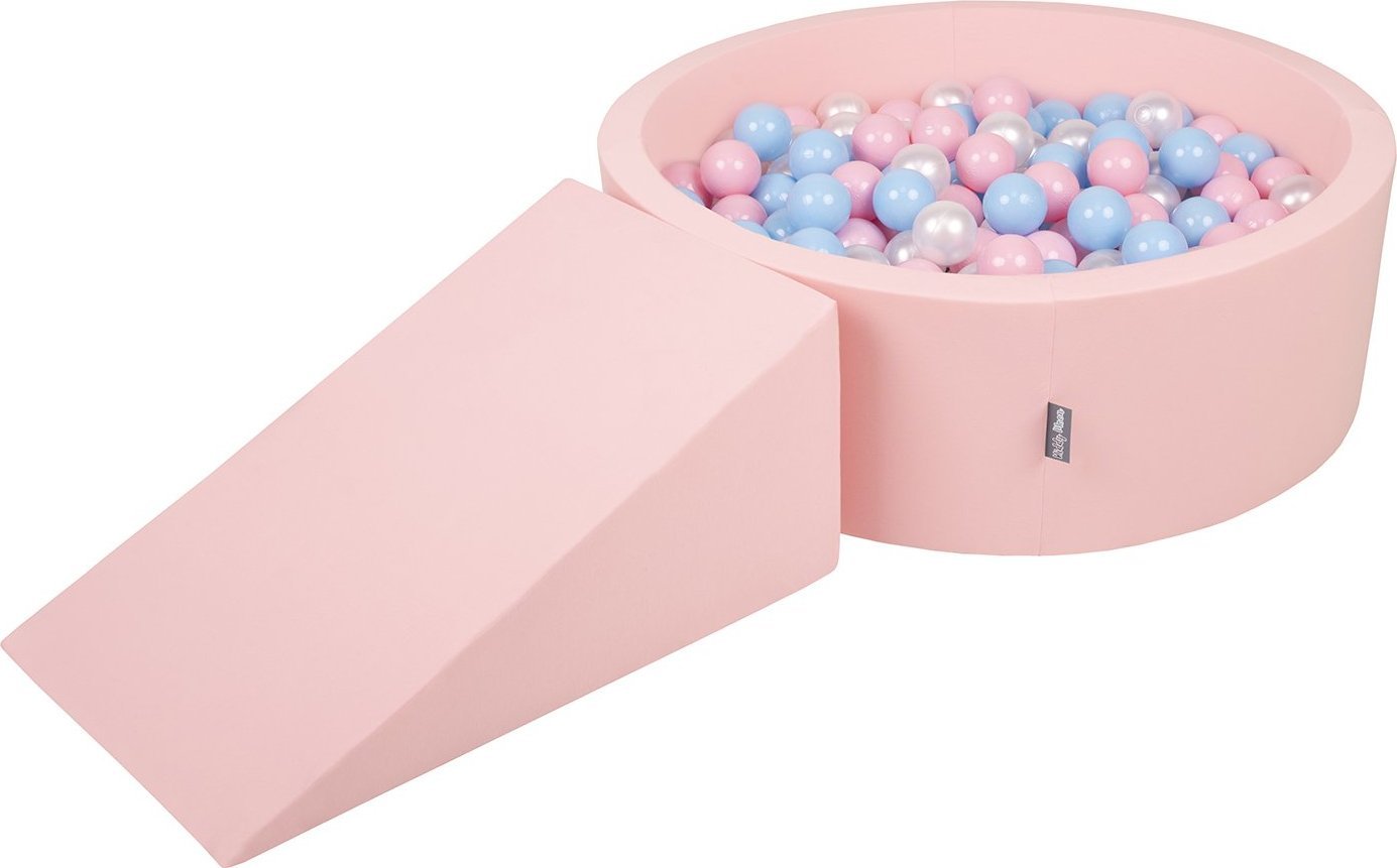 KiddyMoon KiddyMoon Piankowy plac zabaw PPZP-OK30D-112 z piłeczkami różowy: babyblue-pudrowy róż-perła basen 100/klin L Zabawka plac zabaw