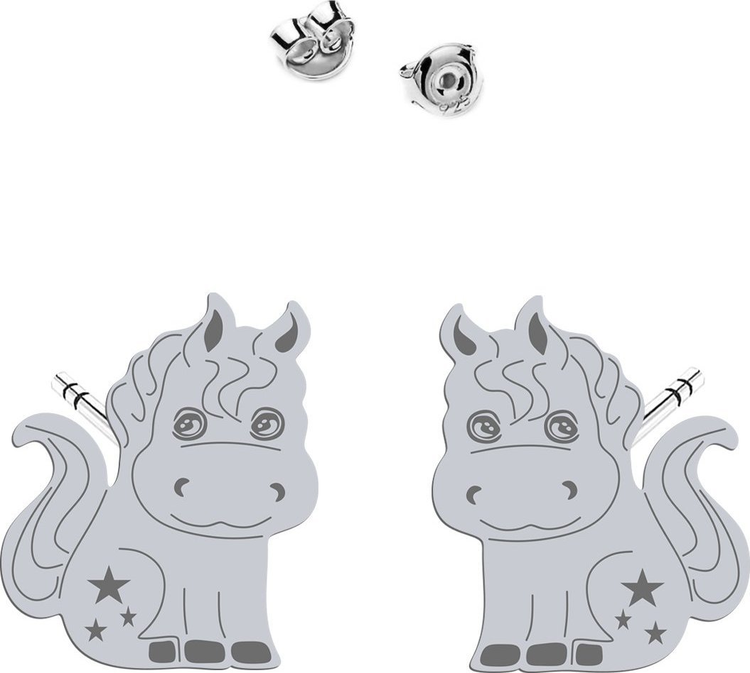 MEJK Jewellery Kolczyki Srebrne Konik