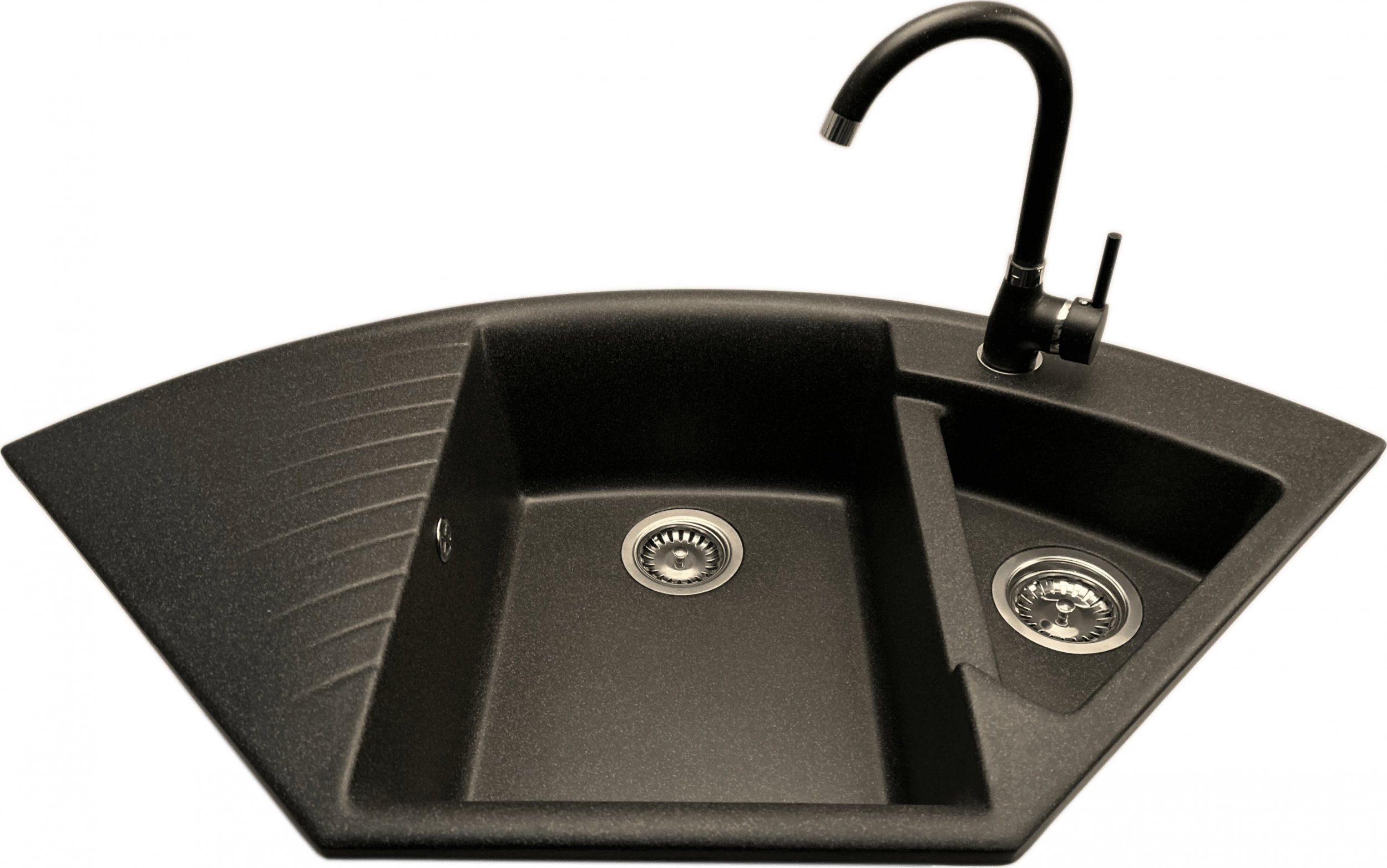 Zlewozmywak PREHNIT Zlewozmywak narożny TREND grafit + bateria NOON