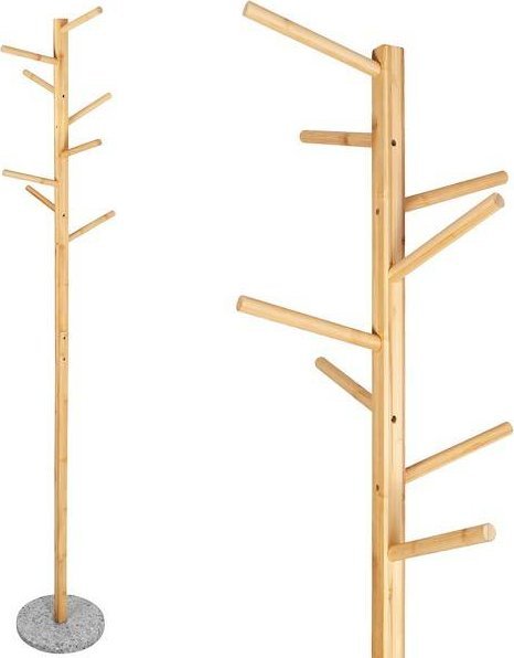 Springos Wieszak na ubrania 182 cm stojak bambusowo-granitowy UNIWERSALNY