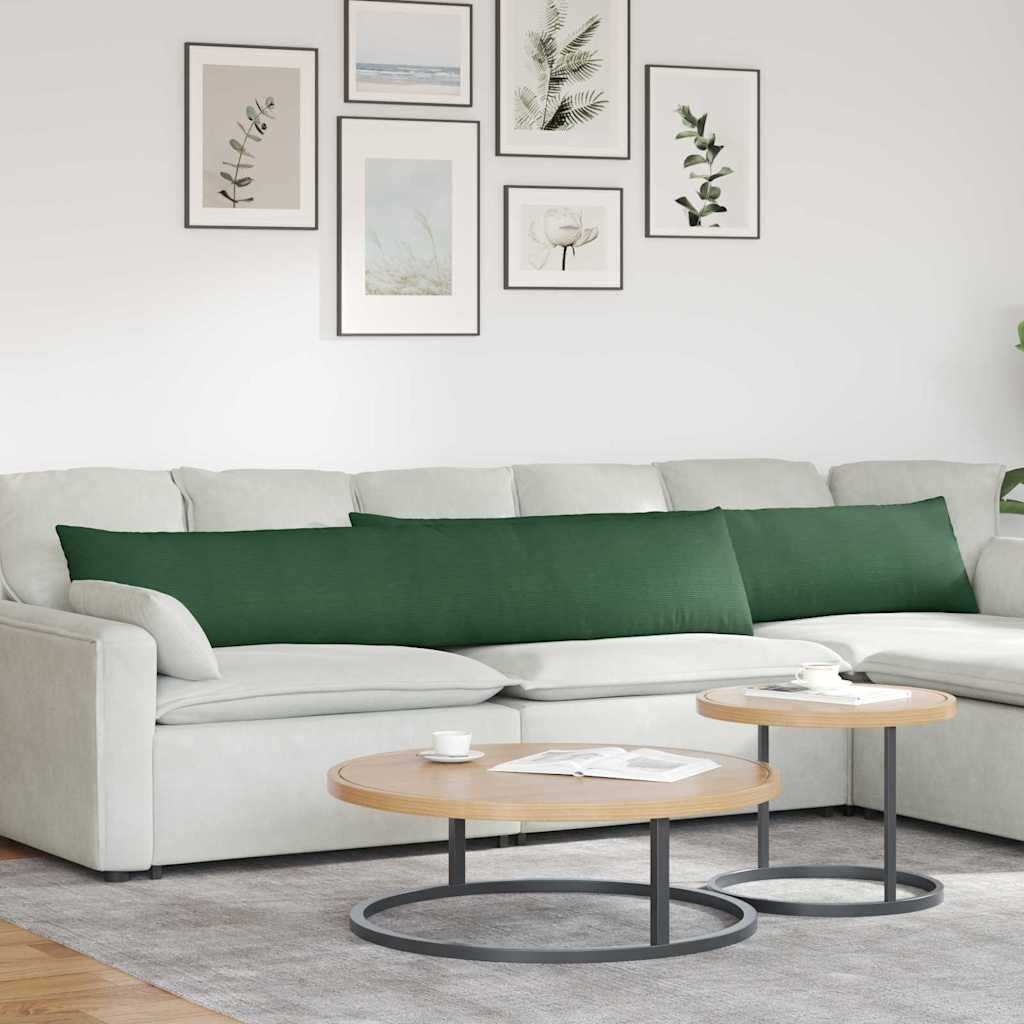 vidaXL Poduszki na sofę 2 pcs Ciemna zieleń 200 x 40 cm