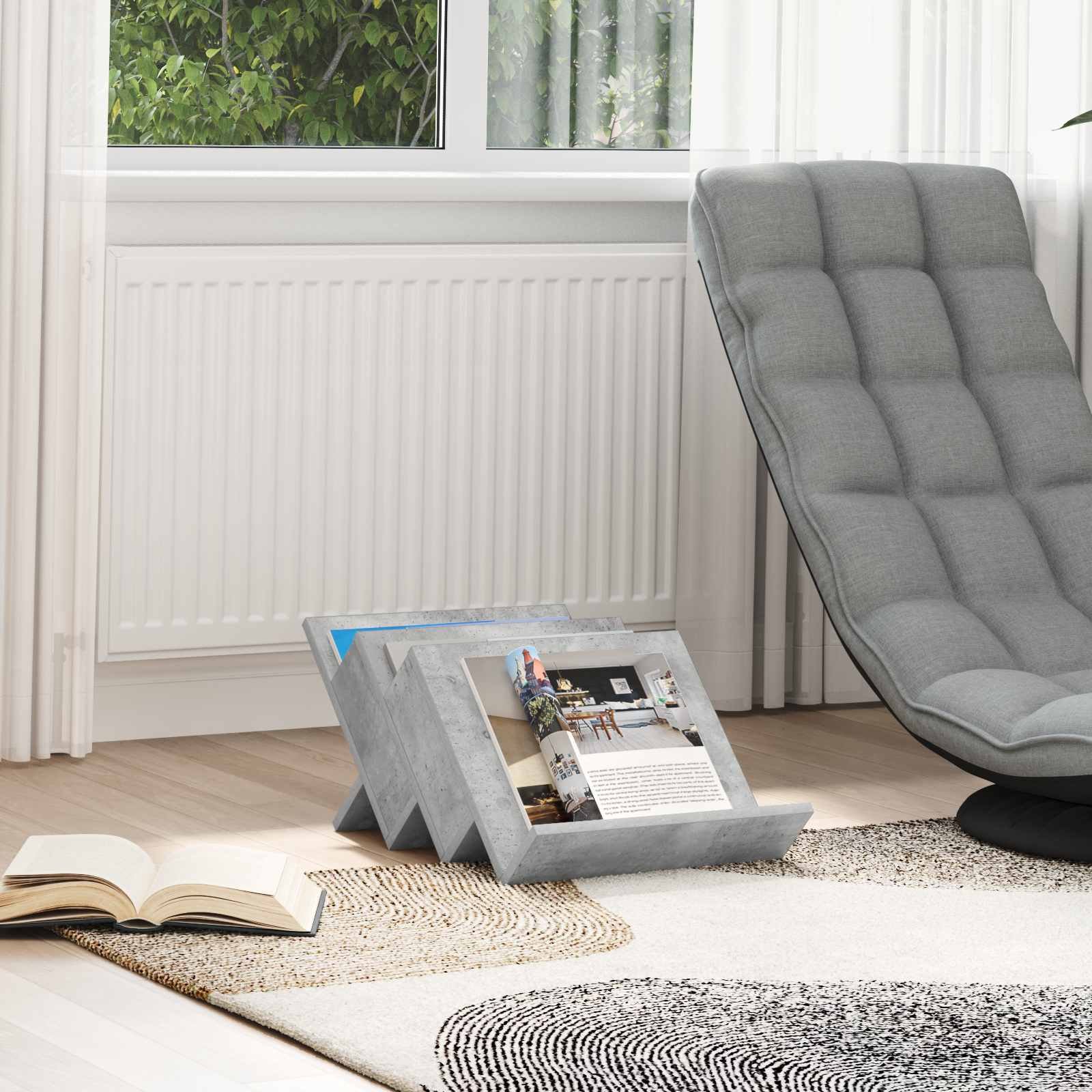 vidaXL Szafka boczna z półką szara betonowa, 57,5 x 40 x 42 cm