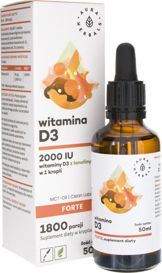 Aura Herbals Aura Herbals Witamina D3 Forte w kroplach - 50 ml