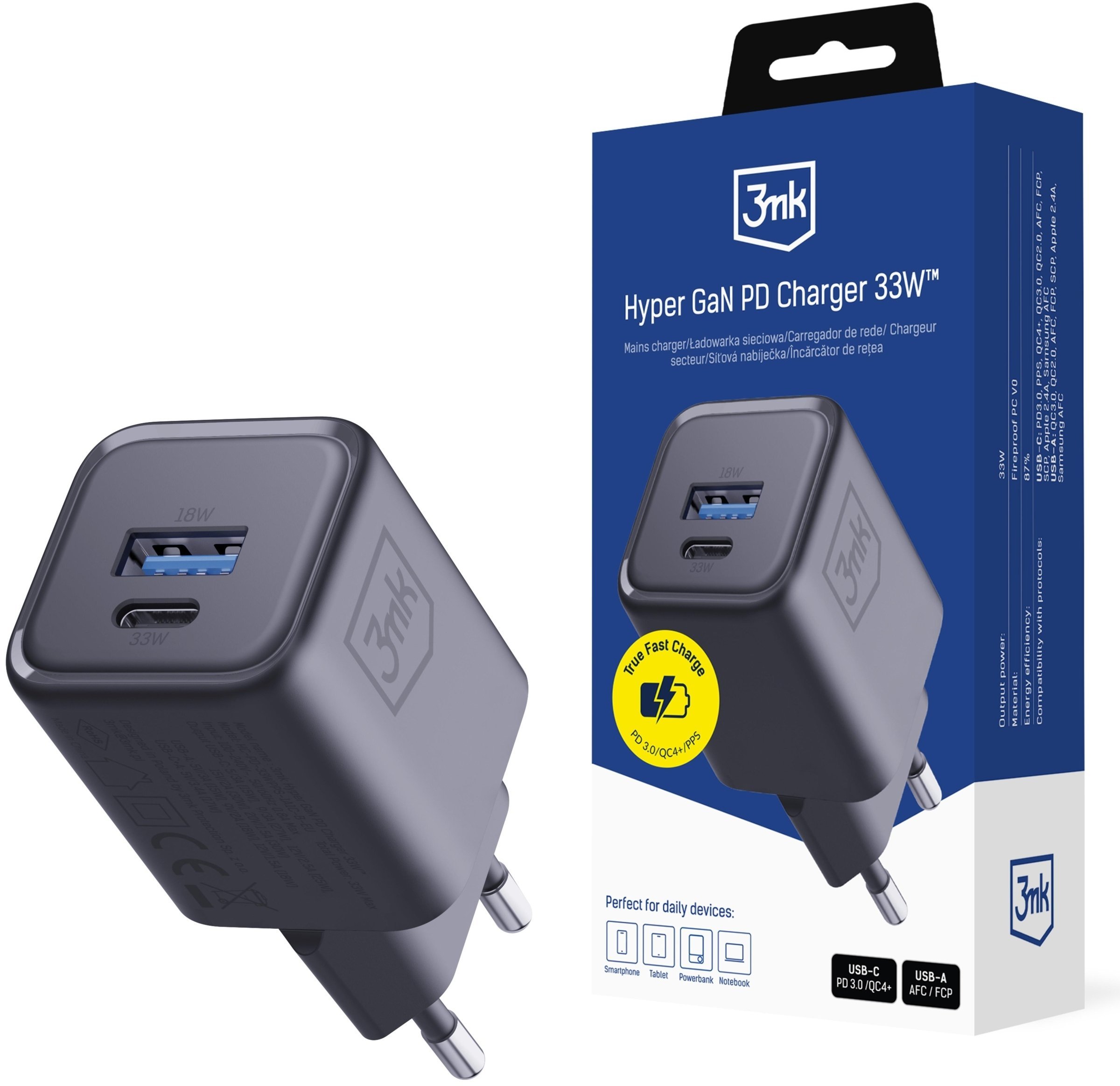 Ładowarka 3MK Hyper Charger PD 33W GaN QC4+ czarny