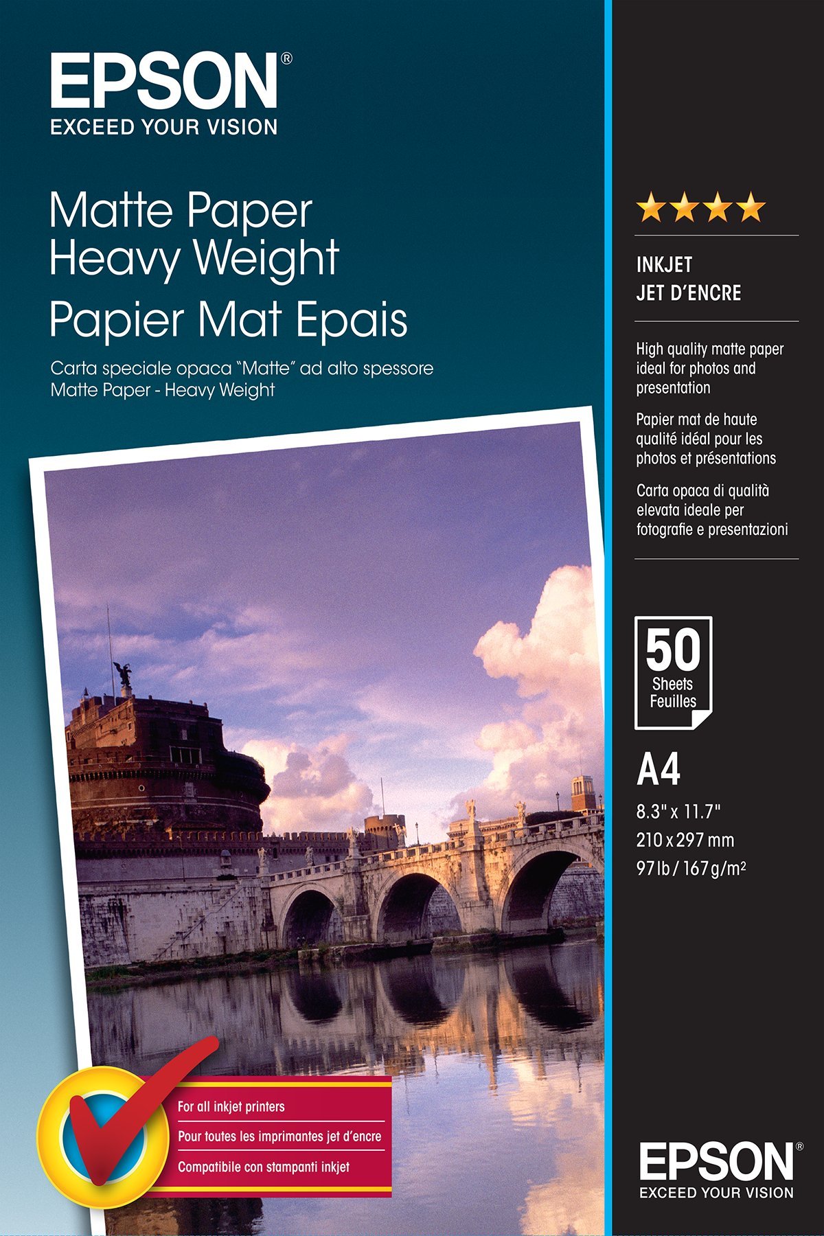 Epson Epson Matte Paper Heavy Weight, DIN A4, 167g/mÂ², 50 Sheets