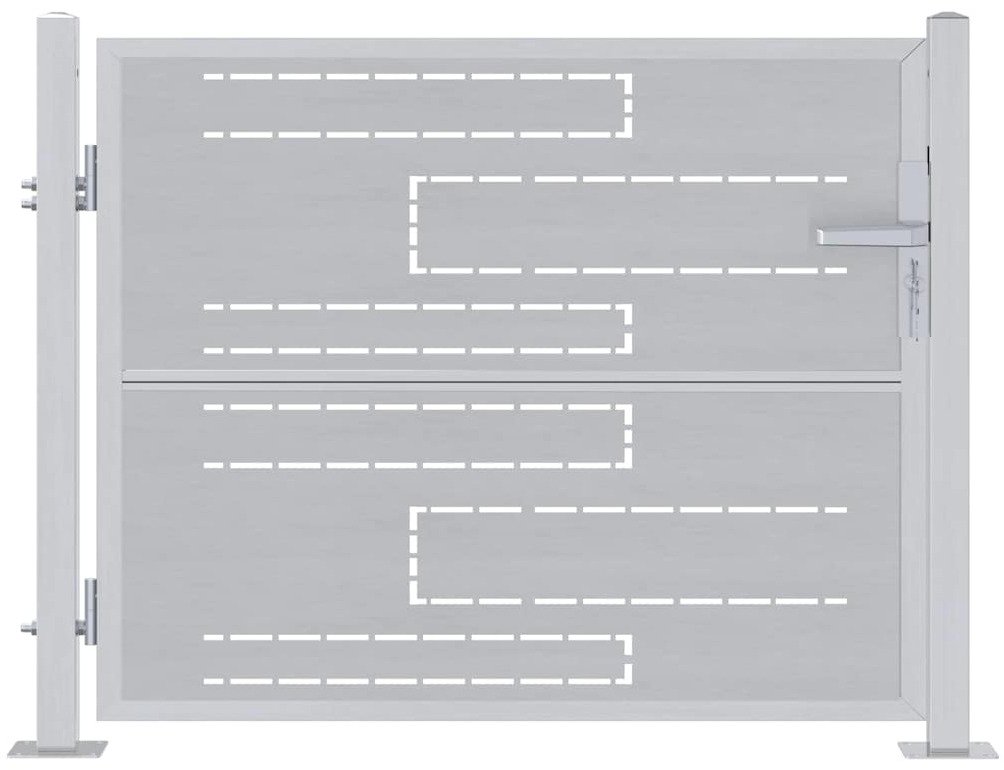 vidaXL Brama ogrodowa Z blokadą Srebrny 85 x 70 cm Stal nierdzewna