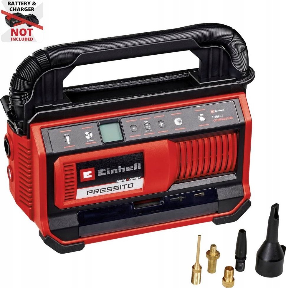 Kompresor samochodowy Einhell Einhell hybrid compressor PRESSITO 18/25 Hybrid, 18Volt / 220Volt (red/black, without battery and charger)