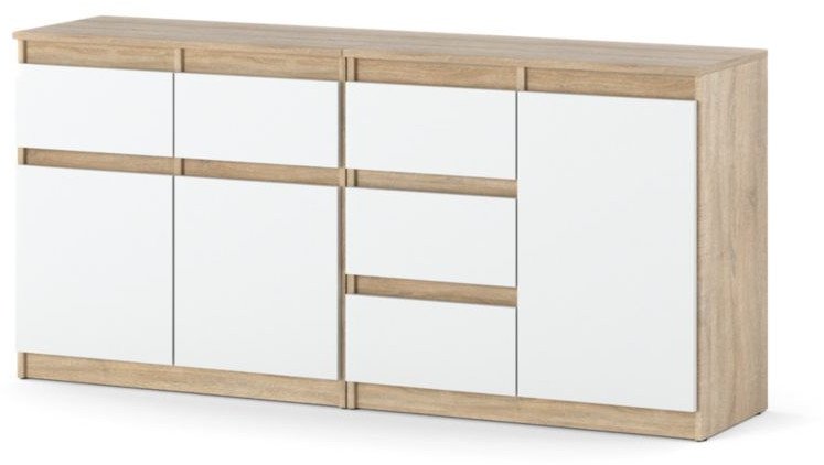 Komoda Nowoczesna 160cm Z 5 Szufladami Szafka Salon Sypialnia Sonoma Biała