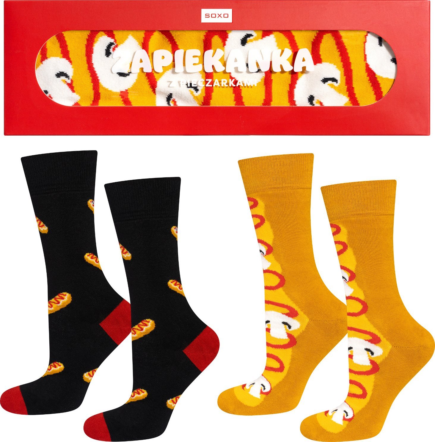 Soxo Zestaw 2x Skarpetki męskie damskie zapiekanka prezent 3840