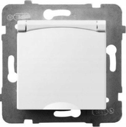 Ospel Gniazdo hermetyczne Ospel Aria GPH-1UZ/m/00/W pojedyncze z uziemieniem IP44 klapka biała białe