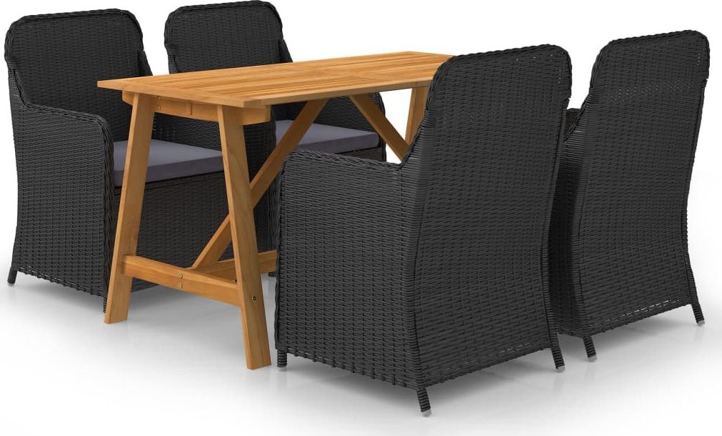 vidaXL 5-częściowy zestaw mebli ogrodowych, czarny