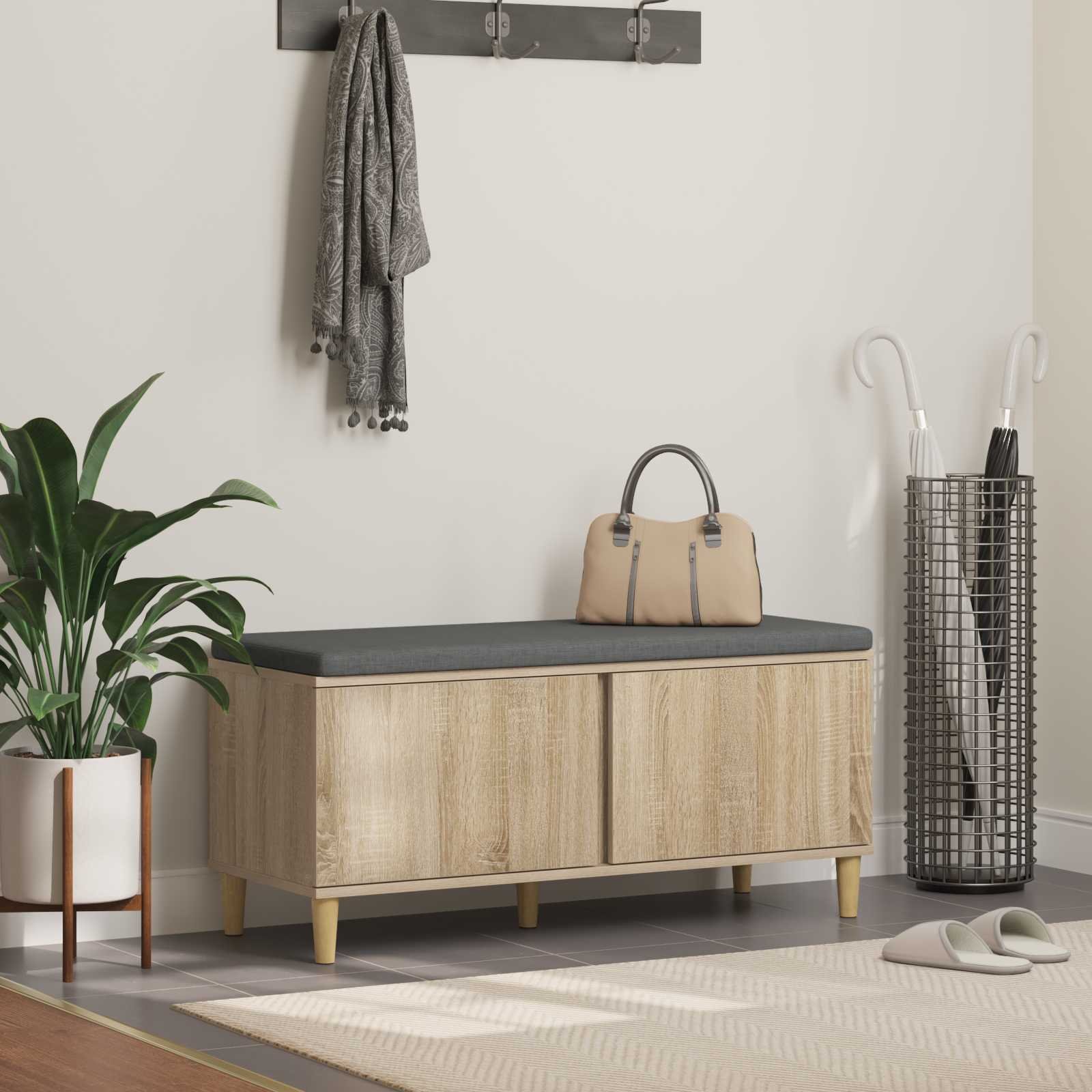 vidaXL Ławka w przedpokoju z poduszką Dąb Sonoma 60 x 38 x 46 cm