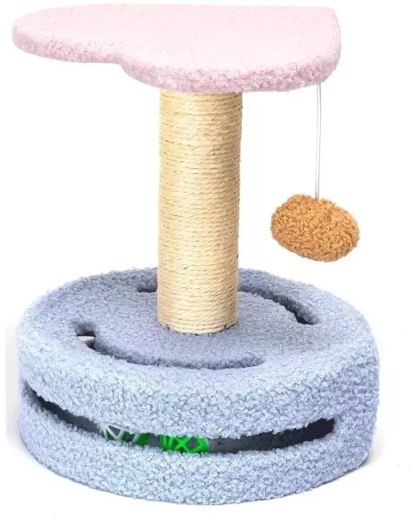 Drapak dla kota 25x25x30cm z miękką piłką i półką w kształcie serca