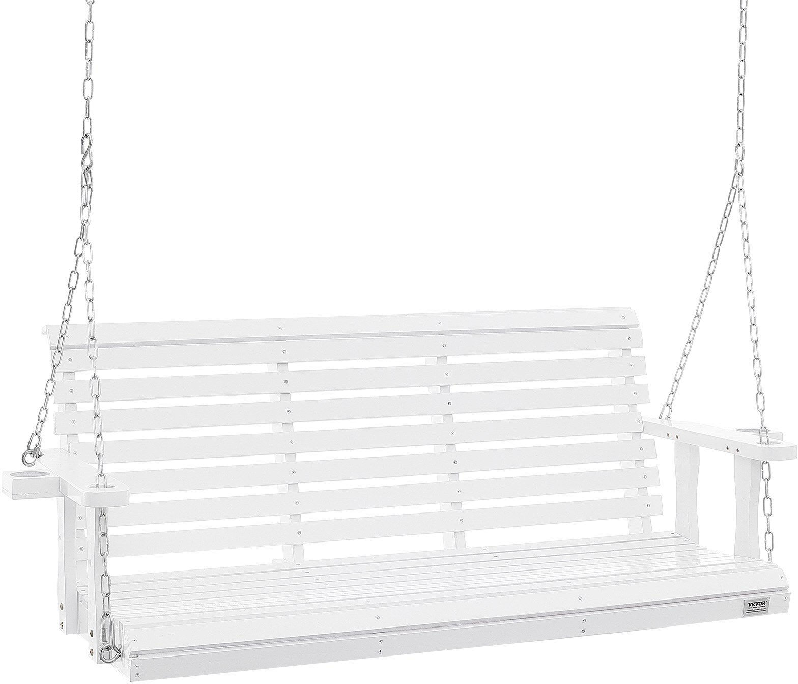 Huśtawka ogrodowa drewniana biała ławka 2 osobowa mocna łańcuchy