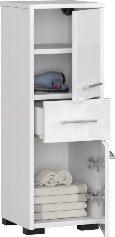 Fabryka Mebli Akord SZAFKA - SŁUPEK REGAŁ ŁAZIENKOWY FIN 2D 1SZ BIAŁY / BIAŁY POŁYSK