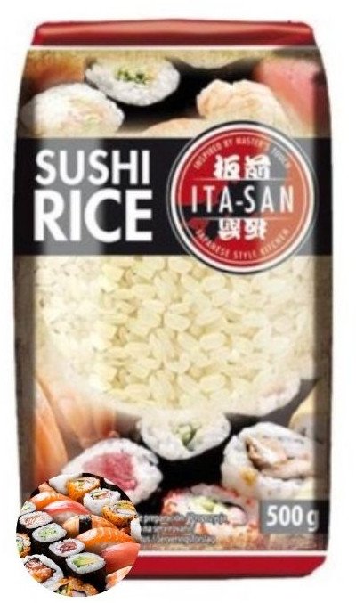 Ryż do sushi rice kleisty biały okrągłe małe ziarno ita san 500g