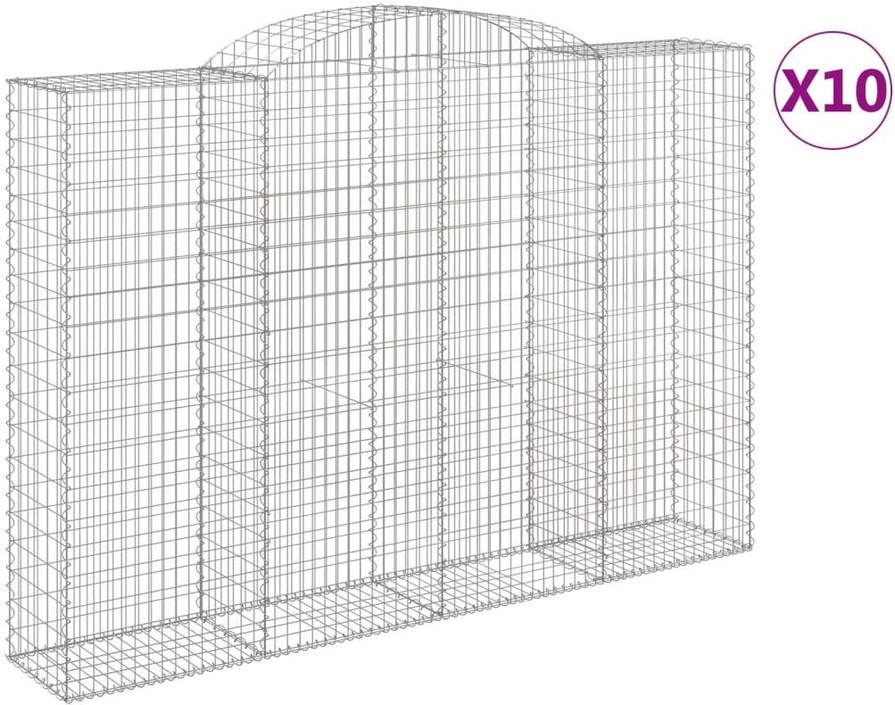 Kosze gabionowe, 10 szt, 300x50x200/220cm, galwanizowane żelazo