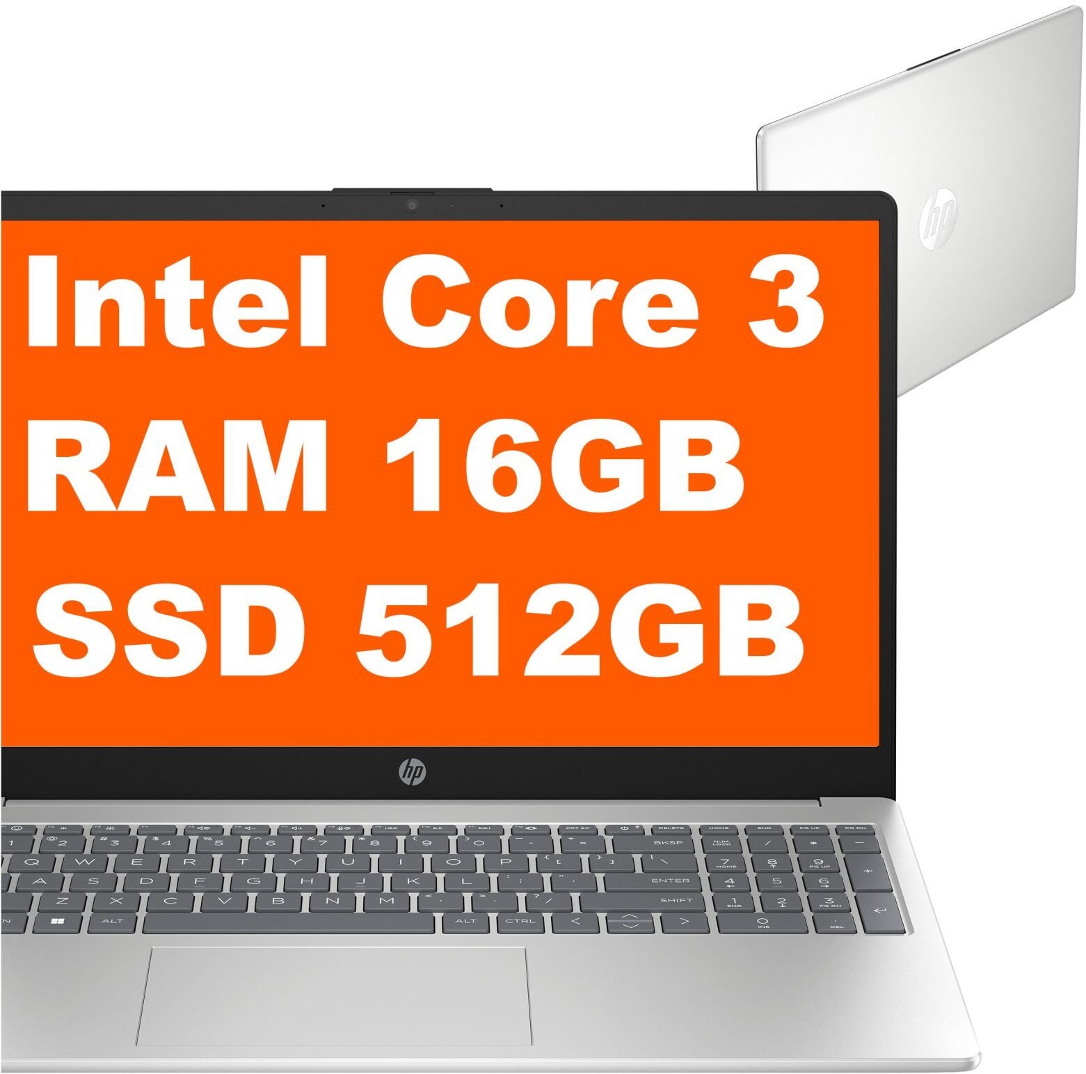 Laptop do pracy biurowej HP 15-fd0007ca / B8MV0UA / Intel Core 3 / 16GB / SSD 512GB / FullHD / Win 11