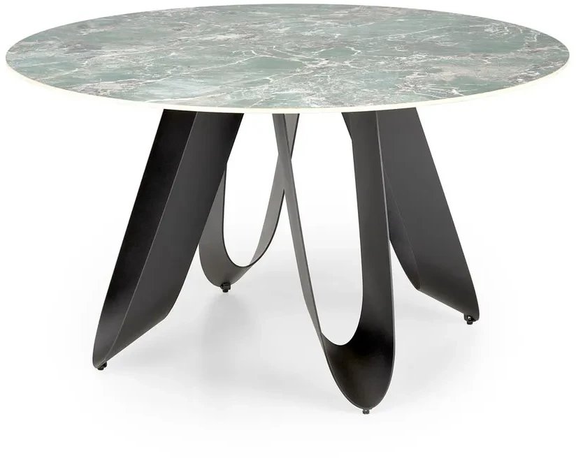 Stół okrągły GIOVANI 135x135 zielony marmur/czarny HALMAR