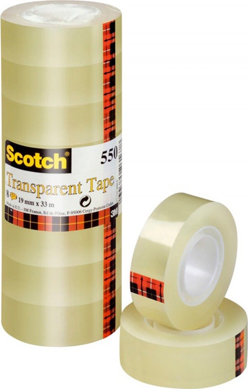 Scotch Taśma biurowa 550 w folii transparentna 8 szt.