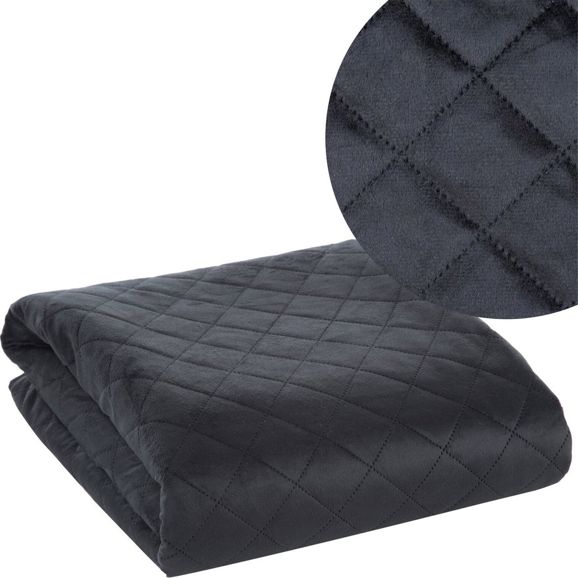 Eurofirany Narzuta 220 x 240 Pikowana Velvet Luiz5 Czarny