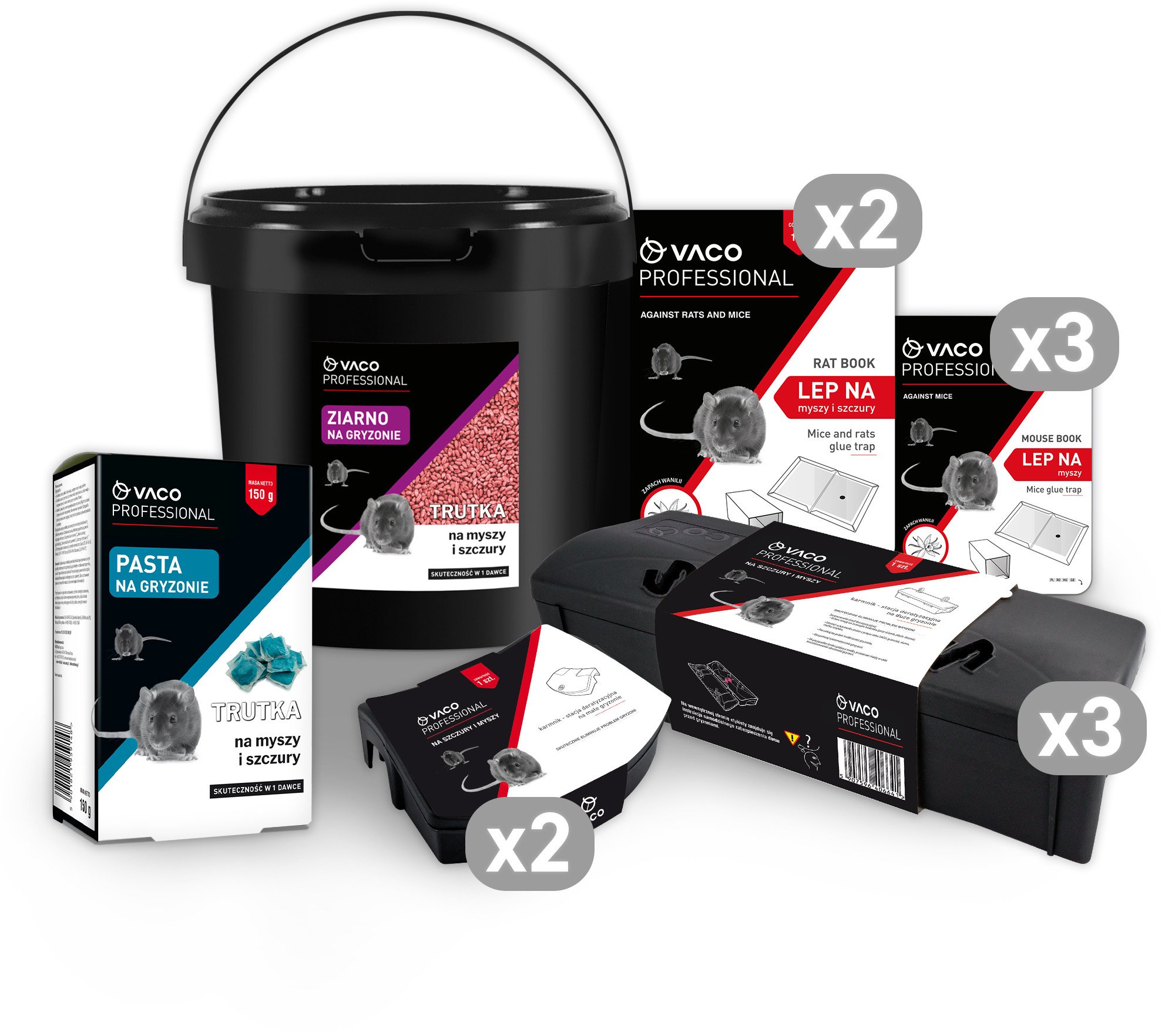 Zestaw Deratyzacyjny VACO PRO Mistrz Ochrony na Myszy i Szczury aż 11 produktów