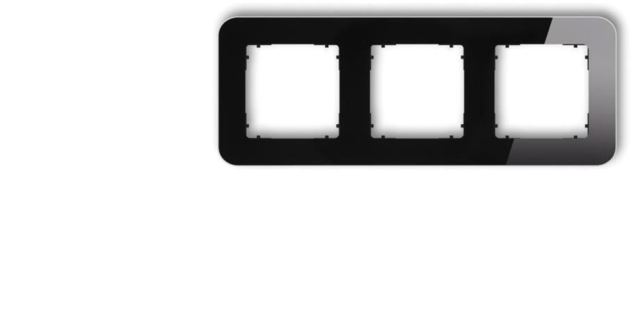 ICON Ramka uniwersalna potrójna zaokrąglona - efekt szkła (ramka: czarna spód: czarny) 12-12-IRSZ-3