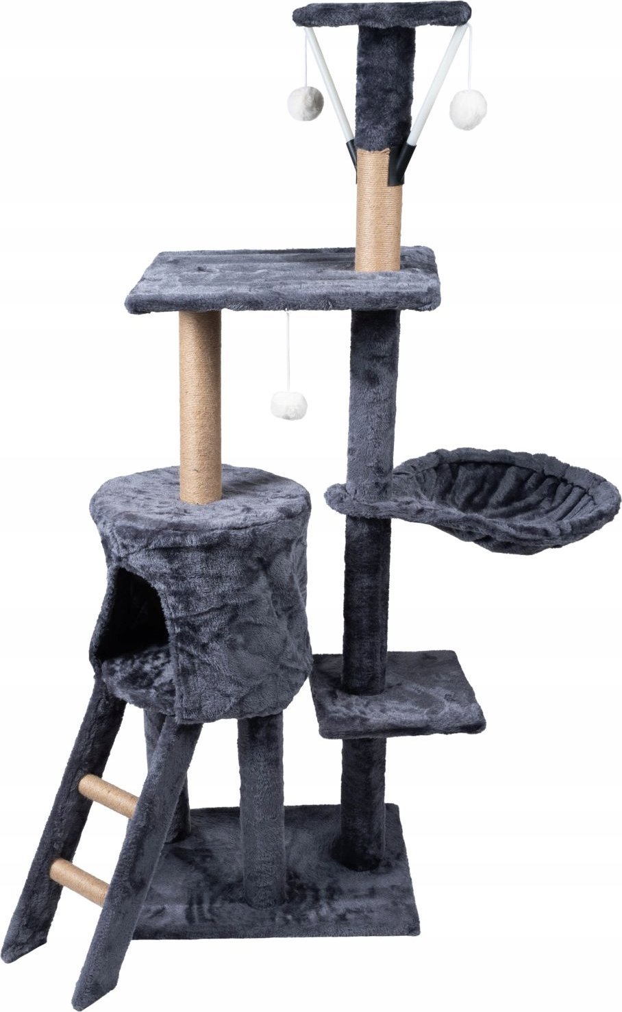 Drapak dla kota legowisko wieża domek drabinka 5 poziomów grafitowy