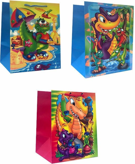 JU-PITER Torebka prezentowa Dinozaury JP 9155B SD20 26x32x20 cm szerokie dno